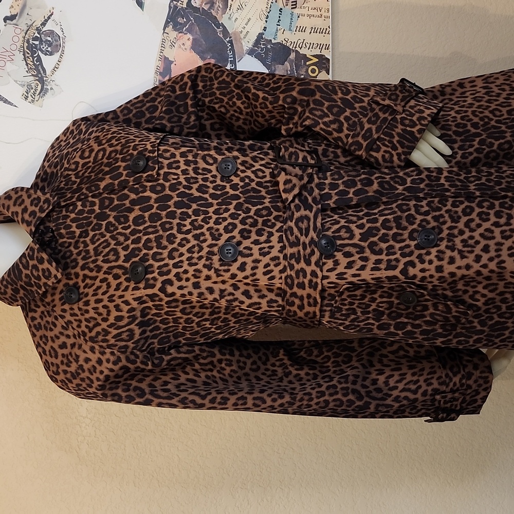 NWT Rebecca Minkoff LEOPARD Animal Print MAXI TRENCH Coat - Picture 9 of 14